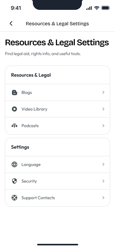 Resources Legal Settings
